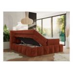 Łóżko kontynentalne - NIRA KING 120x200 - H4 - pomarańczowy, plusz