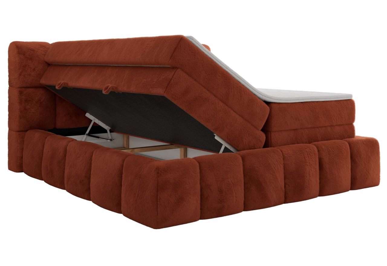 Łóżko kontynentalne - NIRA KING 120x200 - H4 - pomarańczowy, plusz