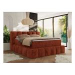 Łóżko kontynentalne - NIRA KING 140x200 - H4 - pomarańczowy, plusz