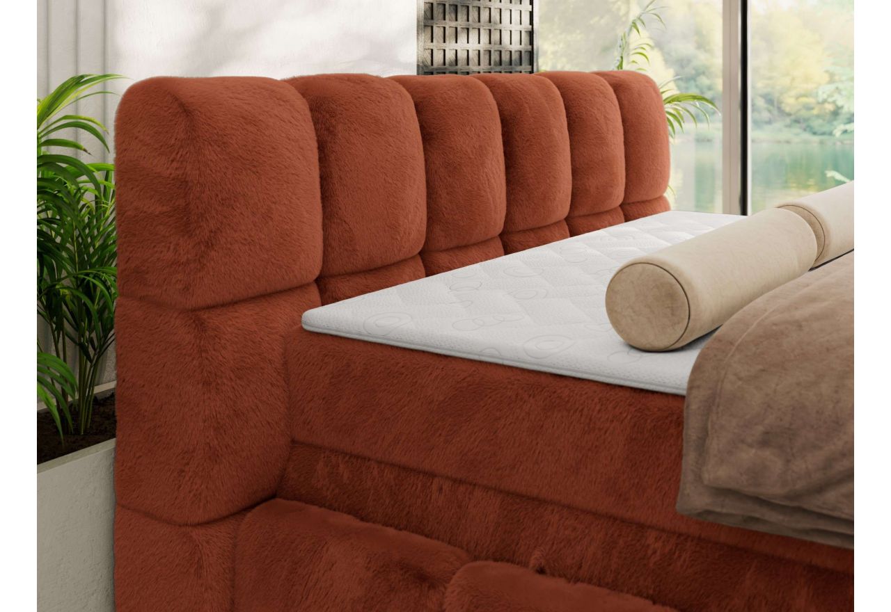 Łóżko kontynentalne - NIRA KING 160x200 - H4 - pomarańczowy, plusz