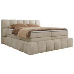 Łóżko kontynentalne - NIRA KING 200x200 - H3 - beżowy, welwet
