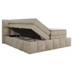 Łóżko kontynentalne - NIRA KING 200x200 - H3 - beżowy, welwet