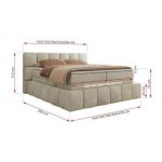 Łóżko kontynentalne - NIRA KING 120x200 - H4 - beżowy, welwet