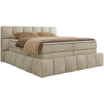 Łóżko kontynentalne - NIRA KING 160x200 - H4 - beżowy, welwet