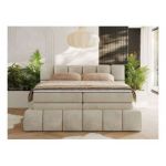 Łóżko kontynentalne - NIRA KING 160x200 - H4 - beżowy, welwet