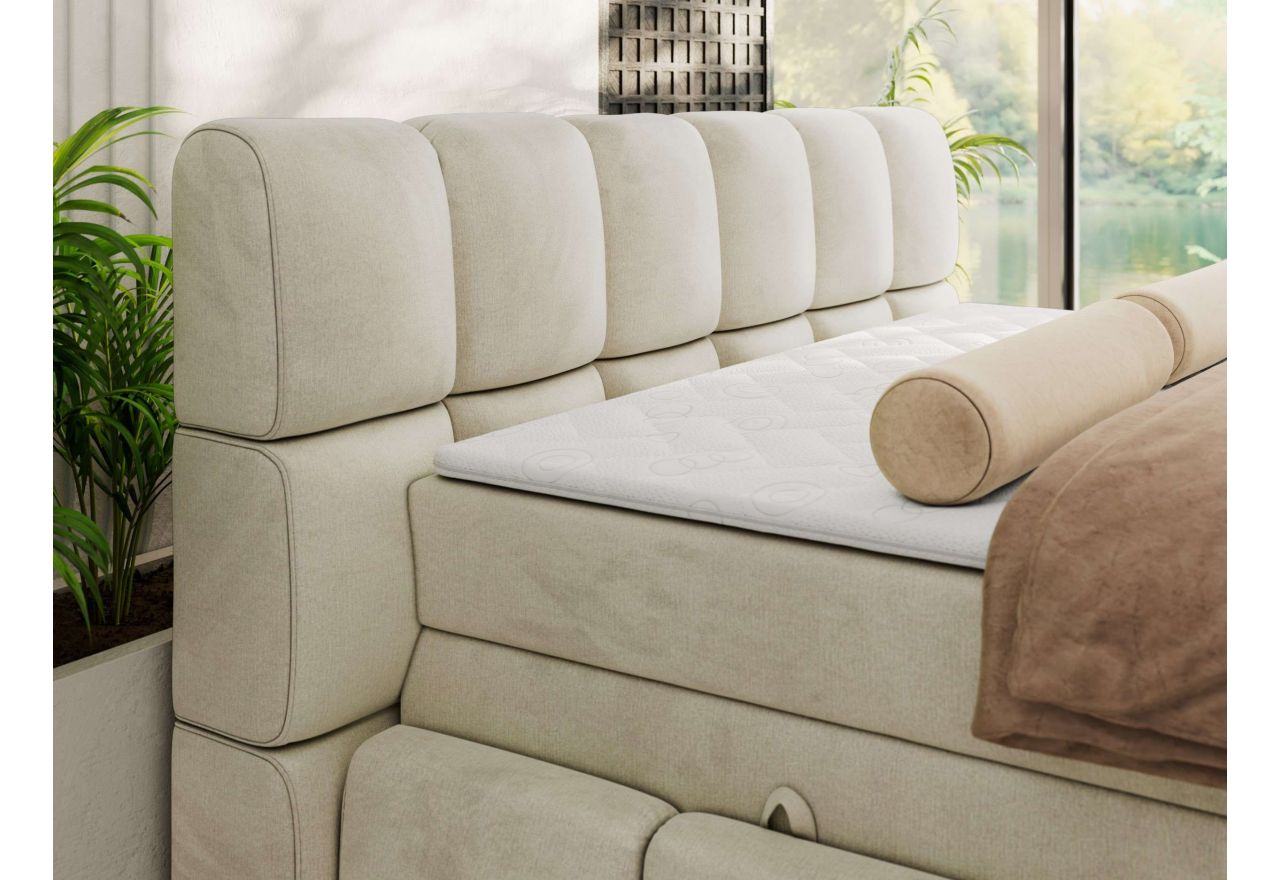 Łóżko kontynentalne - NIRA KING 180x200 - H4 - beżowy, welwet