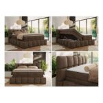 Łóżko kontynentalne - NIRA KING 120x200 - H3 - brązowy, welwet