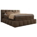Łóżko kontynentalne - NIRA KING 140x200 - H3 - brązowy, welwet