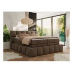 Łóżko kontynentalne - NIRA KING 120x200 - H4 - brązowy, welwet