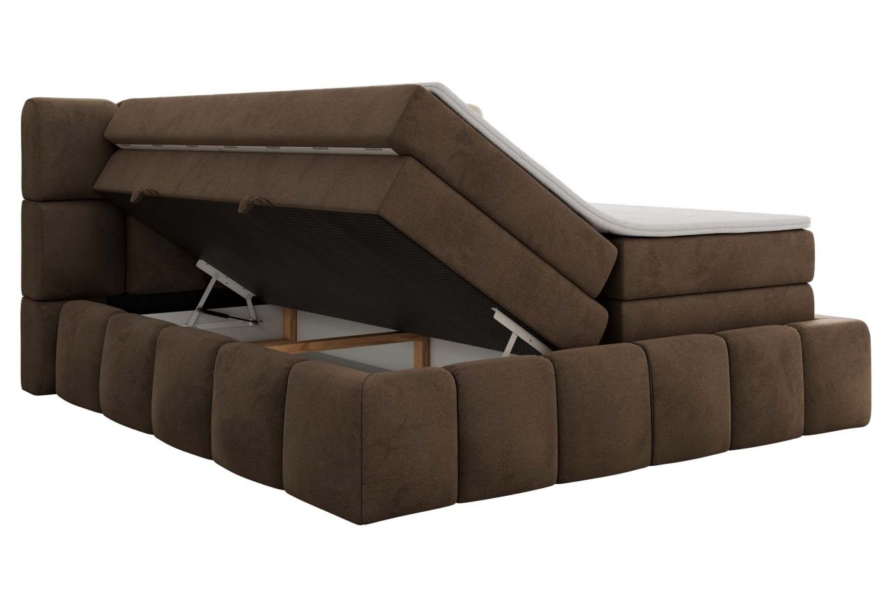 Łóżko kontynentalne - NIRA KING 180x200 - H4 - brązowy, welwet