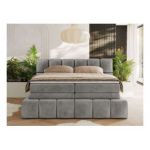 Łóżko kontynentalne - NIRA KING 120x200 - H3 - jasnoszary, welwet