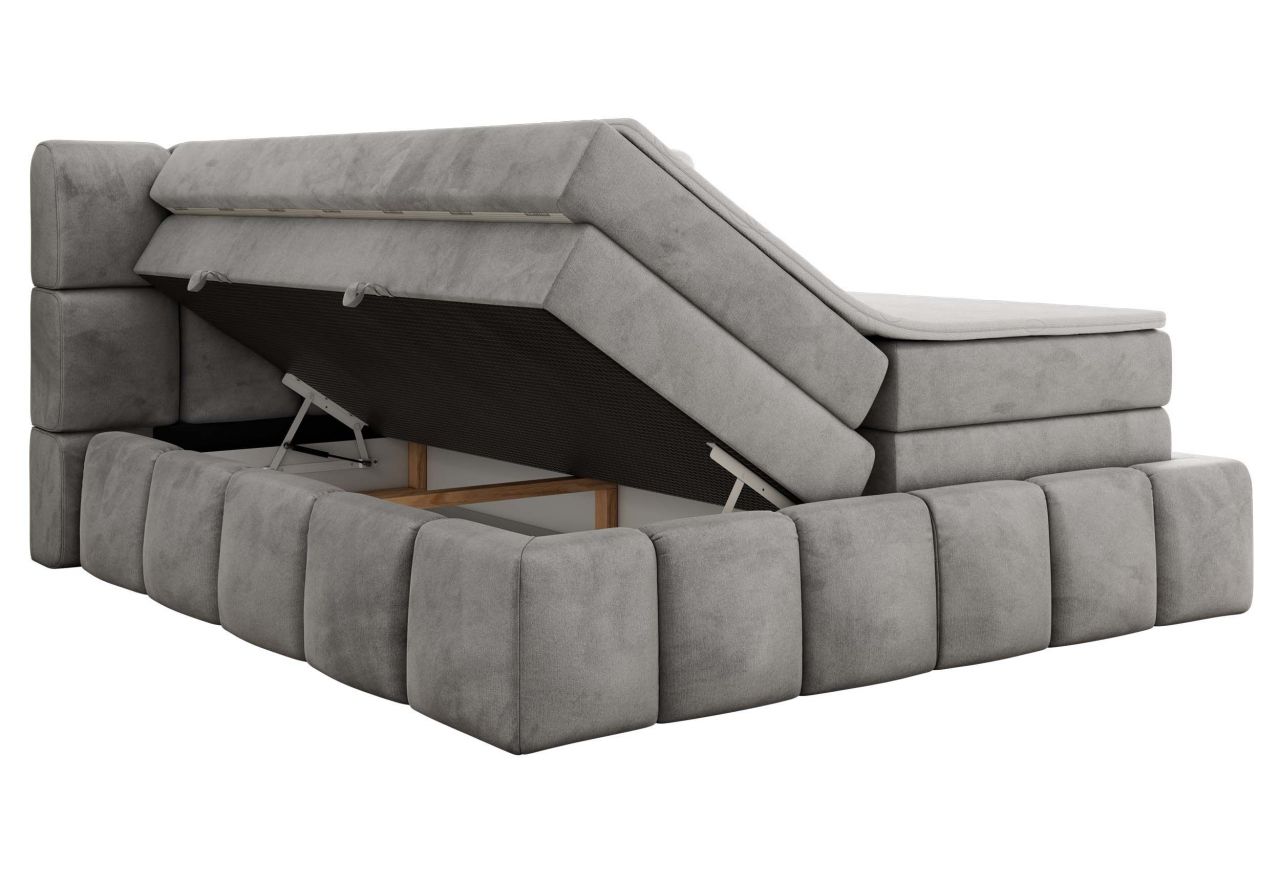 Łóżko kontynentalne - NIRA KING 180x200 - H3 - jasnoszary, welwet