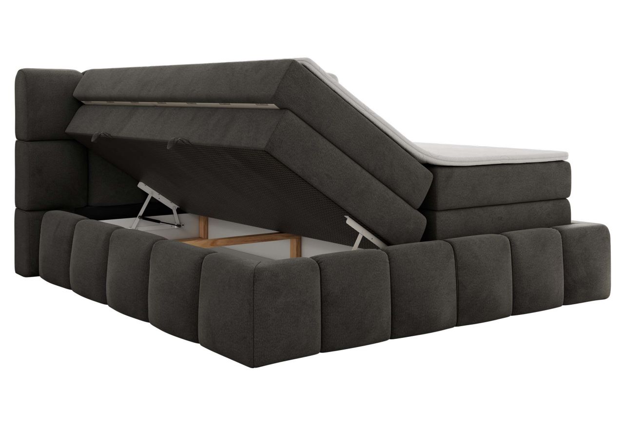 Łóżko kontynentalne - NIRA KING 140x200 - H3 - ciemnoszary, welwet