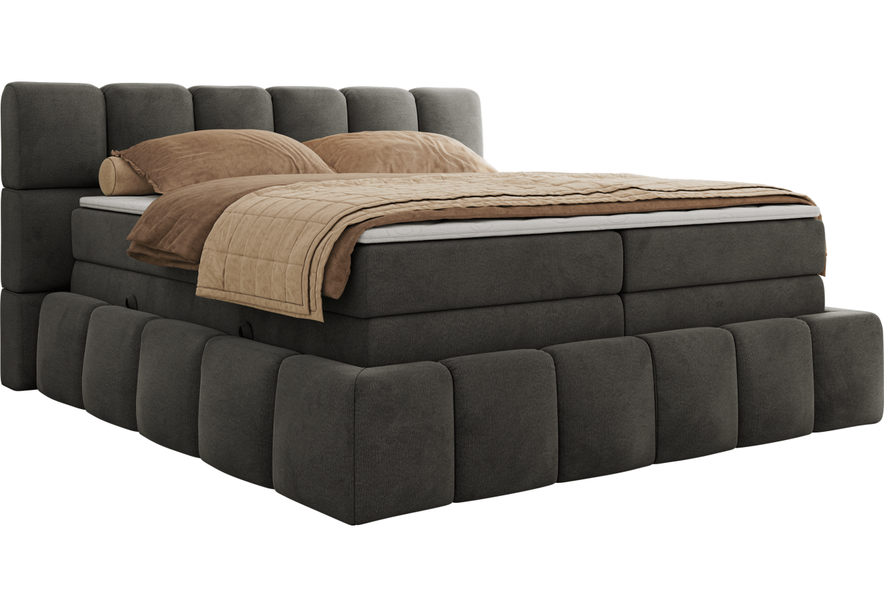 Łóżko kontynentalne - NIRA KING 180x200 - H3 - ciemnoszary, welwet