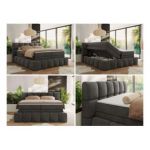 Łóżko kontynentalne - NIRA KING 140x200 - H4 - ciemnoszary, welwet