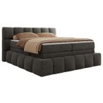 Łóżko kontynentalne - NIRA KING 140x200 - H4 - ciemnoszary, welwet