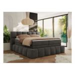 Łóżko kontynentalne - NIRA KING 160x200 - H4 - ciemnoszary, welwet