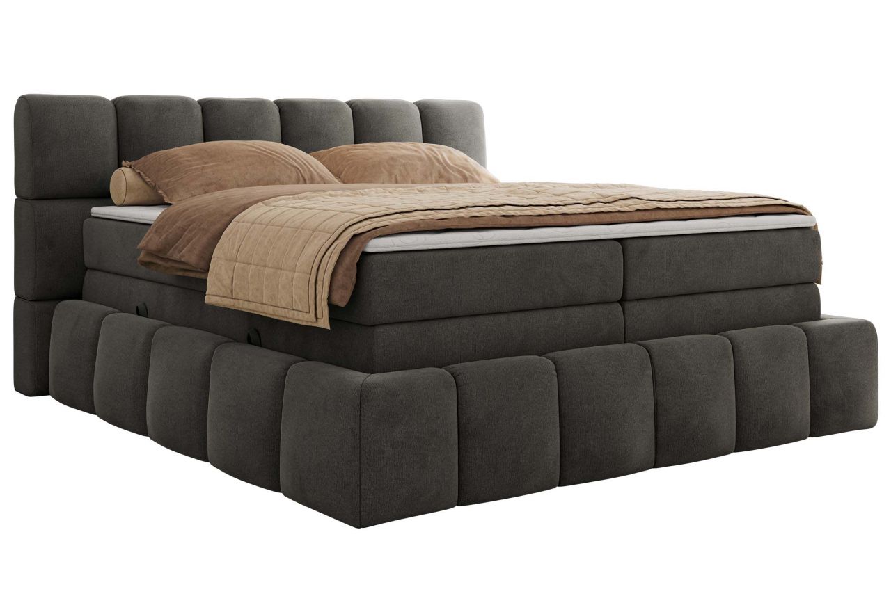 Łóżko kontynentalne - NIRA KING 160x200 - H4 - ciemnoszary, welwet