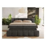 Łóżko kontynentalne - NIRA KING 180x200 - H4 - ciemnoszary, welwet