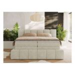 Łóżko kontynentalne - NIRA KING 140x200 - H3 - kremowy, struktura