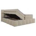 Łóżko kontynentalne - NIRA KING 200x200 - H3 - kremowy, struktura