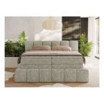 Łóżko kontynentalne - NIRA KING 160x200 - H3 - beżowy, struktura