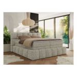 Łóżko kontynentalne - NIRA KING 180x200 - H3 - beżowy, struktura