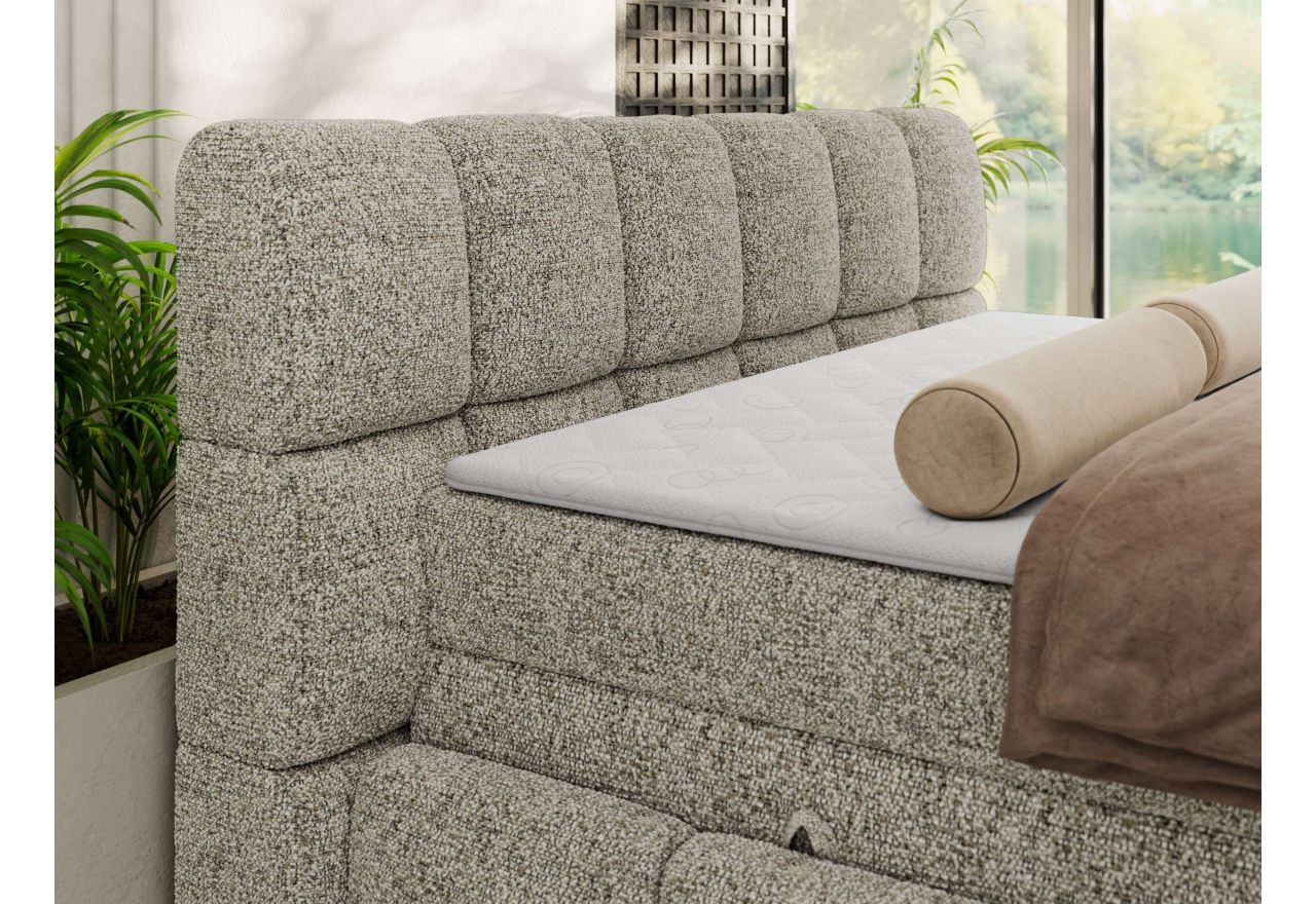 Łóżko kontynentalne - NIRA KING 180x200 - H3 - beżowy, struktura