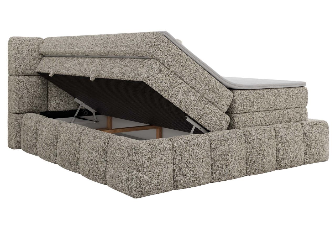 Łóżko kontynentalne - NIRA KING 180x200 - H3 - beżowy, struktura