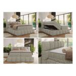 Łóżko kontynentalne - NIRA KING 200x200 - H3 - beżowy, struktura