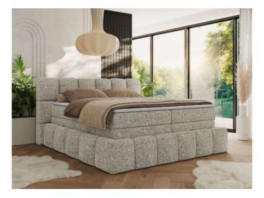 Łóżko kontynentalne - NIRA KING 140x200 - H4 - beżowy, struktura