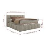 Łóżko kontynentalne - NIRA KING 180x200 - H4 - beżowy, struktura