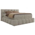 Łóżko kontynentalne - NIRA KING 200x200 - H4 - beżowy, struktura
