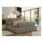 Łóżko kontynentalne - NIRA KING 120x200 - H3 - szary, struktura