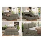 Łóżko kontynentalne - NIRA KING 120x200 - H3 - szary, struktura