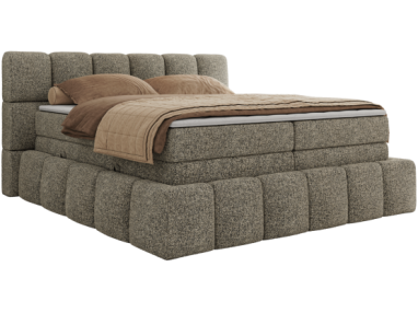 Łóżko kontynentalne - NIRA KING 140x200 - H3 - szary, struktura