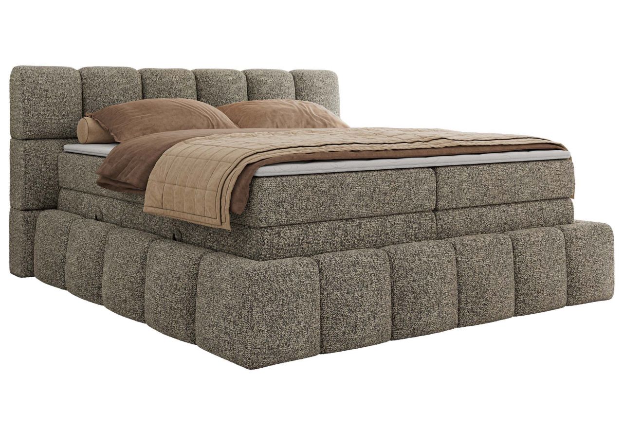 Łóżko kontynentalne - NIRA KING 180x200 - H3 - szary, struktura