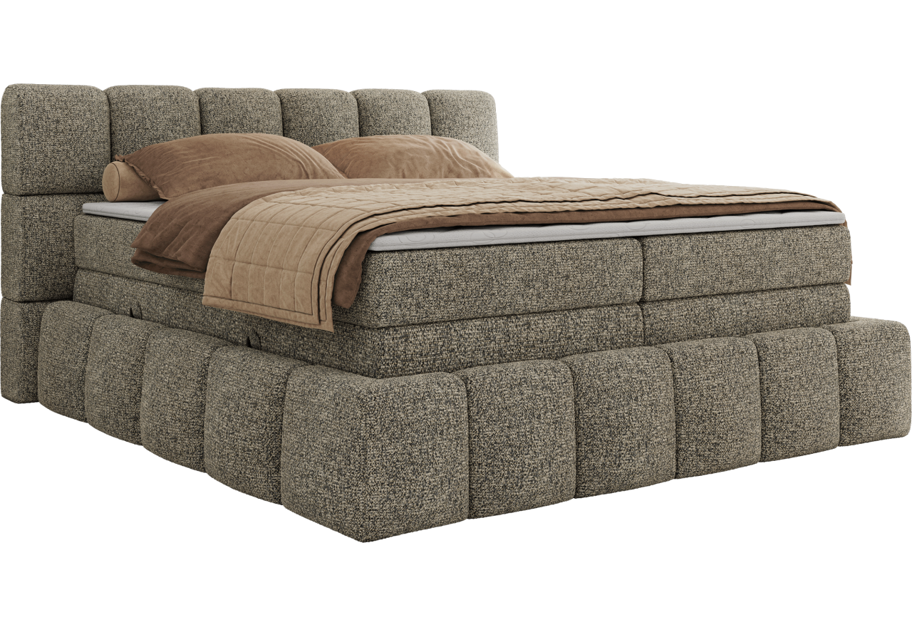 Łóżko kontynentalne - NIRA KING 160x200 - H4 - szary, struktura