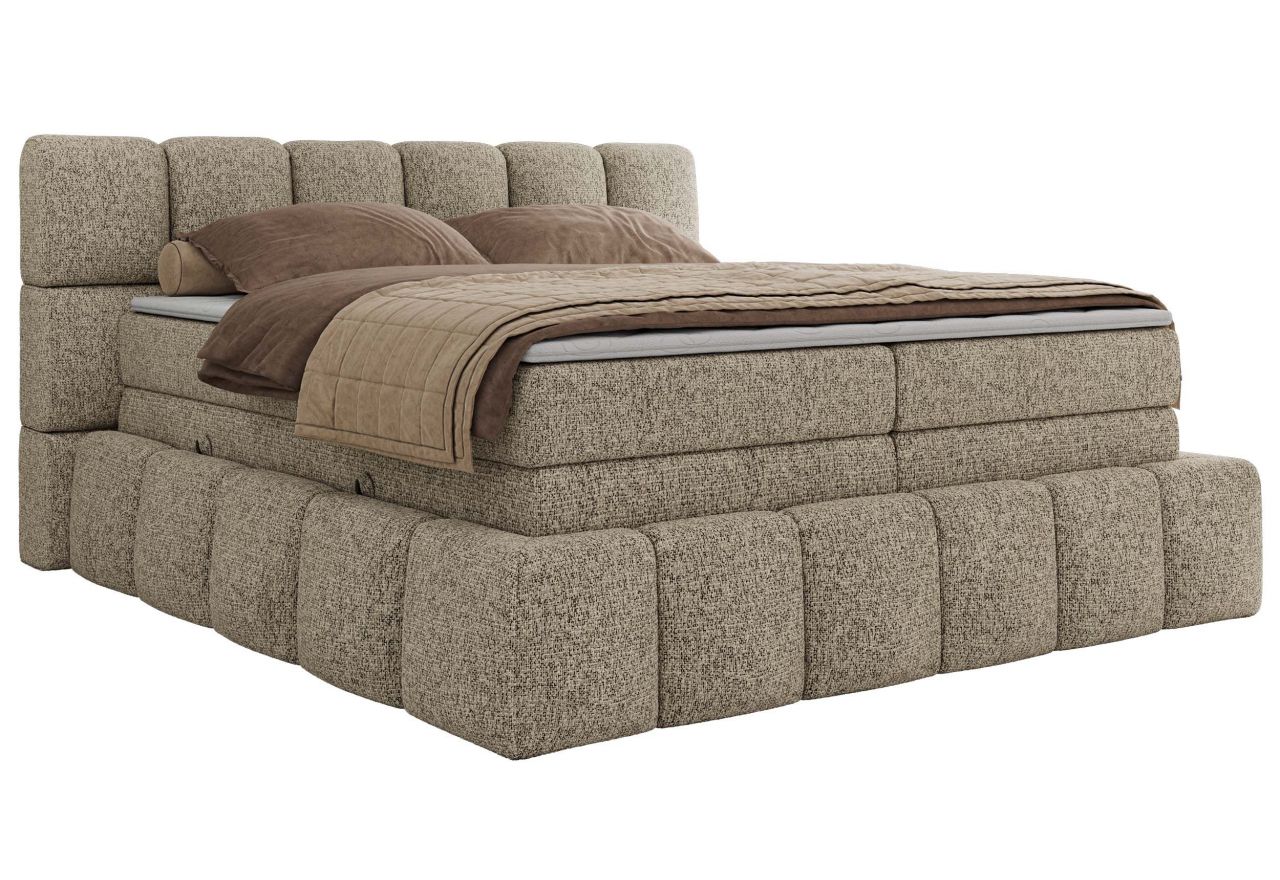 Łóżko kontynentalne - NIRA KING 140x200 - H3 - ciemnobeżowy, struktura