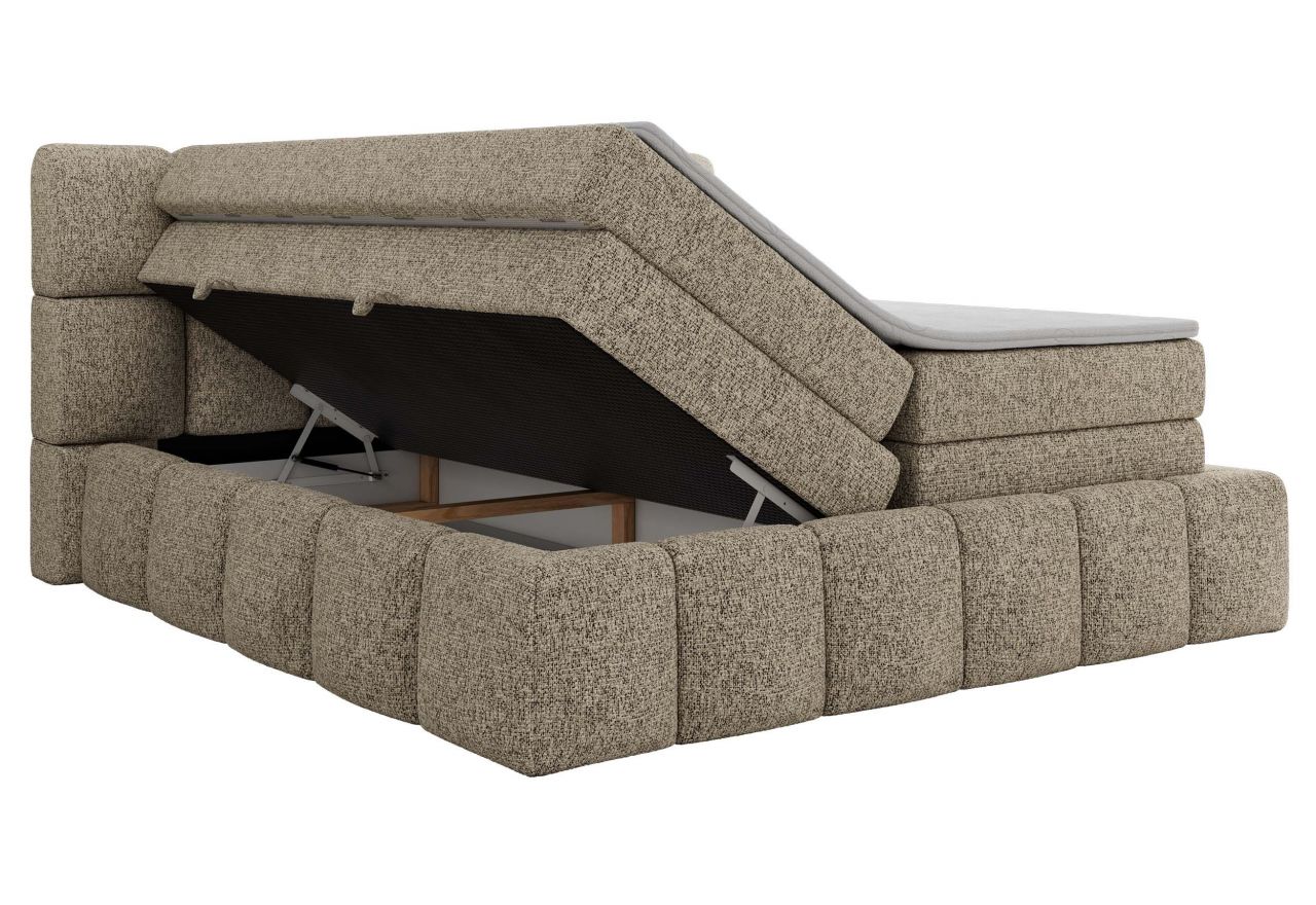 Łóżko kontynentalne - NIRA KING 140x200 - H3 - ciemnobeżowy, struktura