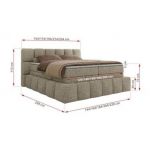 Łóżko kontynentalne - NIRA KING 200x200 - H3 - ciemnobeżowy, struktura