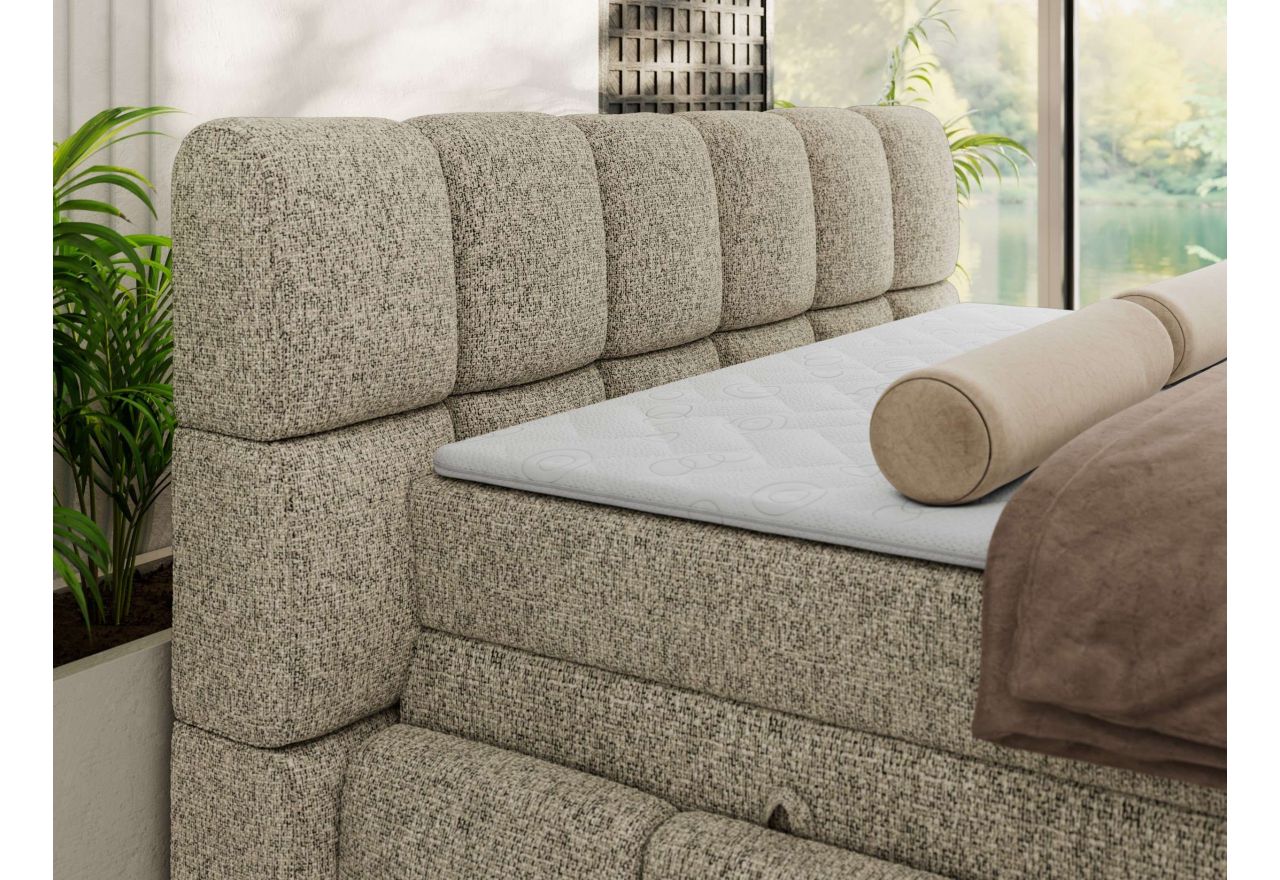 Łóżko kontynentalne - NIRA KING 120x200 - H4 - ciemnobeżowy, struktura