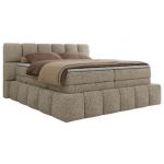 Łóżko kontynentalne - NIRA KING 120x200 - H4 - ciemnobeżowy, struktura