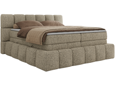 Łóżko kontynentalne - NIRA KING 140x200 - H4 - ciemnobeżowy, struktura