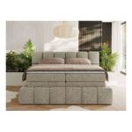 Łóżko kontynentalne - NIRA KING 140x200 - H4 - ciemnobeżowy, struktura