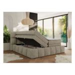 Łóżko kontynentalne - NIRA KING 160x200 - H4 - ciemnobeżowy, struktura