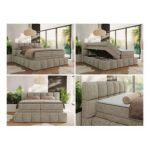 Łóżko kontynentalne - NIRA KING 160x200 - H4 - ciemnobeżowy, struktura