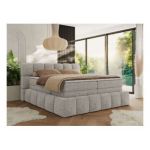 Łóżko kontynentalne - NIRA KING 120x200 - H4 - jasnoszary, struktura