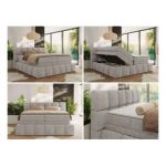 Łóżko kontynentalne - NIRA KING 120x200 - H4 - jasnoszary, struktura