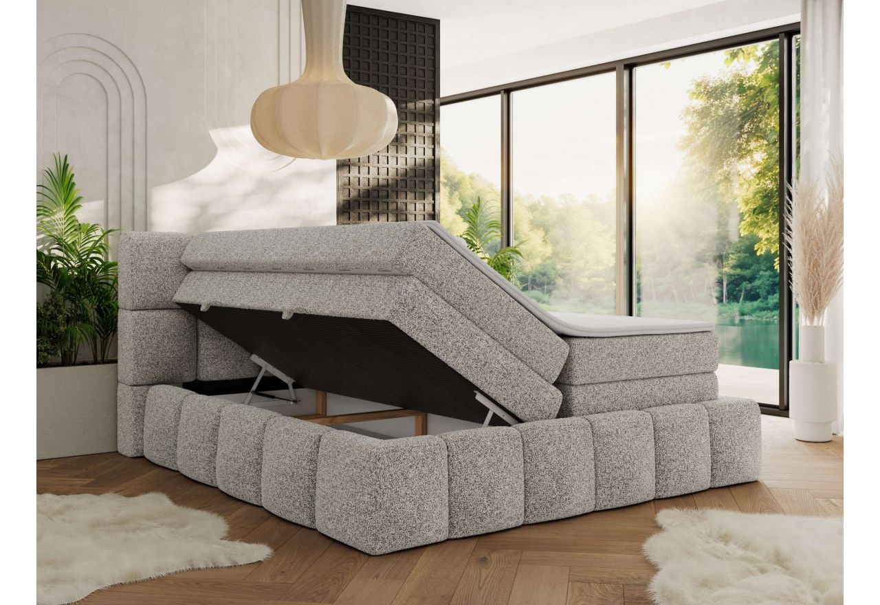 Łóżko kontynentalne - NIRA KING 140x200 - H4 - jasnoszary, struktura